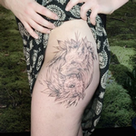 Tattoos - WIP Fox and Owl on Thigh- Instagram @MichaelBalesArt - 126976